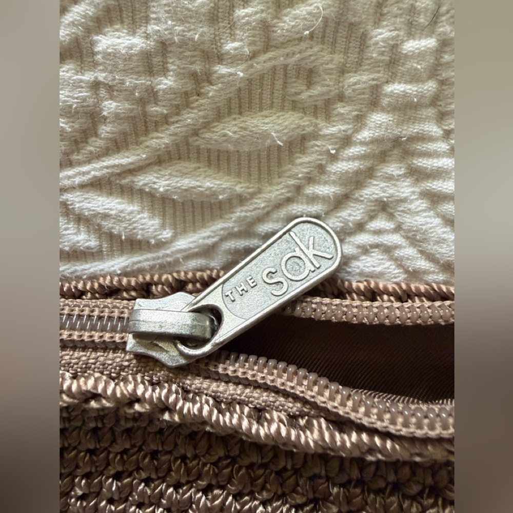 LE SAK - The SAK - Small Taupe Khaki Tan Crochet Crossbody Bag - Picture 7 of 9